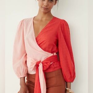 Farm Rio Colorblocked Wrap Blouse